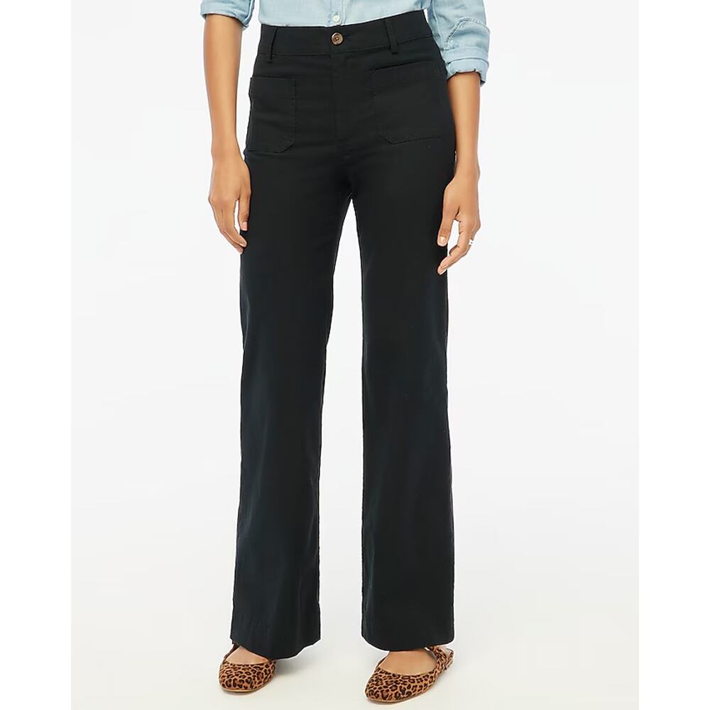 NWT J.Crew Factory Lizzie High-Rise Patch Pocket Wide-Leg Pant Black 25 Petite